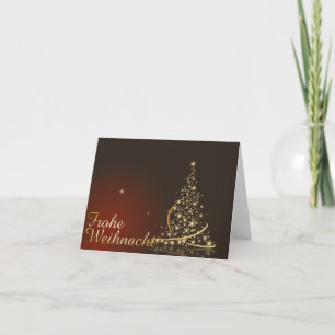 Cartão Rotes Weihnachtsmočimit goldenem Weihnachtsbaum