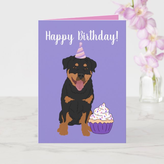 Cartão Rottweiler Birthday (Orquídea)