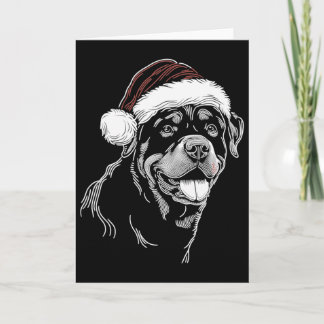 Cartão Rottweiler Cachorro Chapéu de Papai Noel Natal Xma