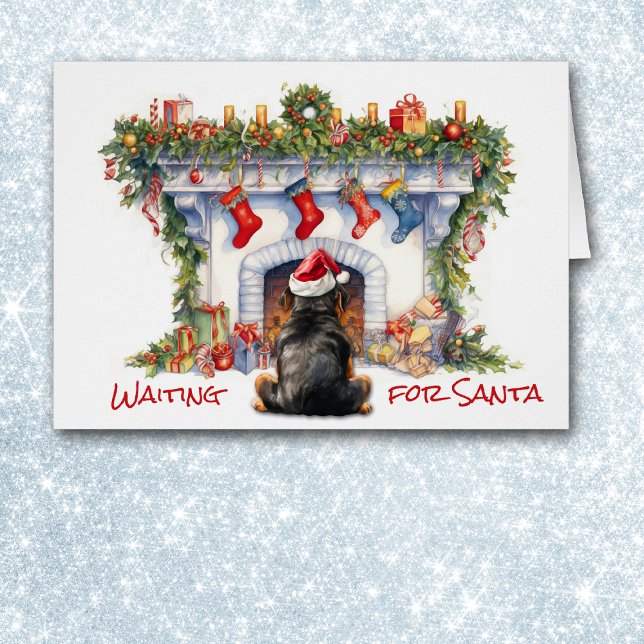 Cartão Rottweiler Cachorro Esperado por Papais noeis Lare (Criador carregado)