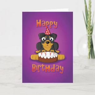 Cartão rottweiler - cake - happy birthday