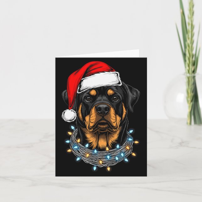 Cartão Rottweiler Christmas Lights Santa Xmas Dog Lover  (Frente)
