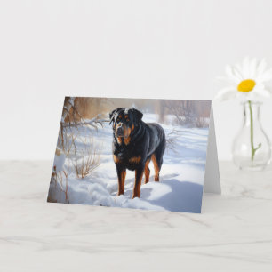 Cartão Rottweiler Deixe Neve Natal