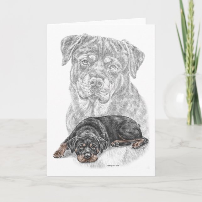 Cartão Rottweiler Dog Art (Frente)