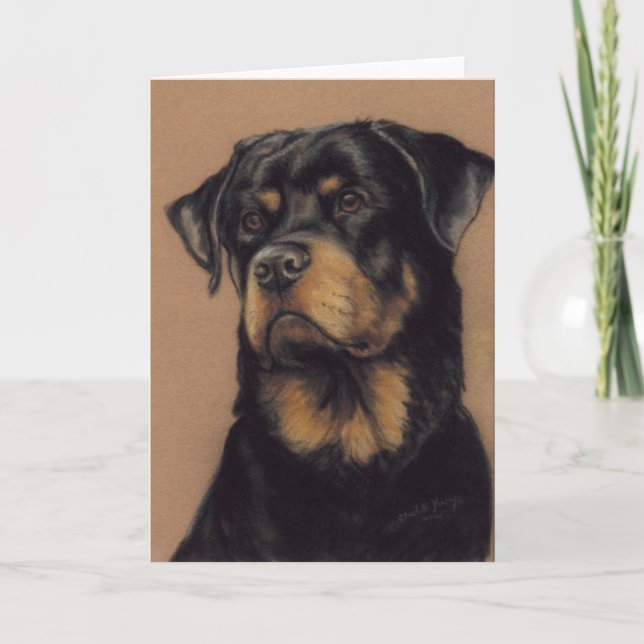 Cartão "Rottweiler" Dog Art Blank Notecard (Frente)