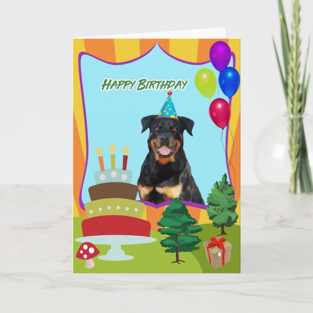 Cartão Rottweiler Dog Birthday (Frente)