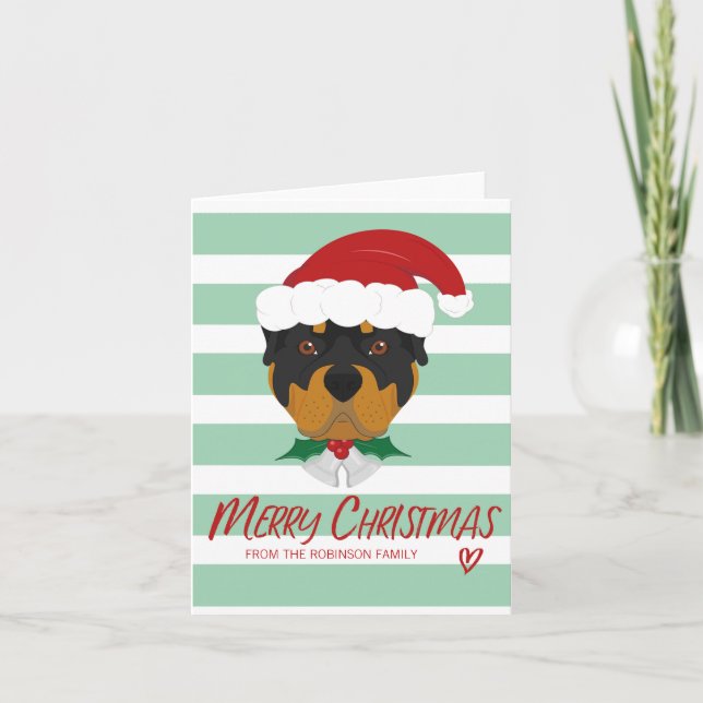 Cartão Rottweiler Dog Merry Christmas Holiday Greeting (Frente)