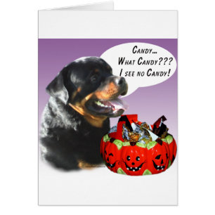Cartão Rottweiler Halloween Candy