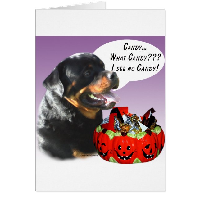 Cartão Rottweiler Halloween Candy (Frente)