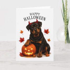 Cartão Rottweiler Halloween Diabo Cão