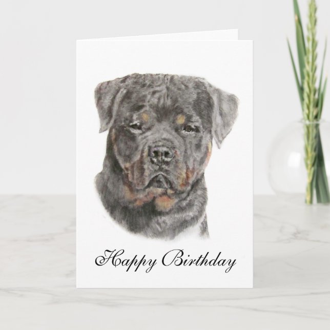 Cartão Rottweiler Happy Birthday Card (Frente)