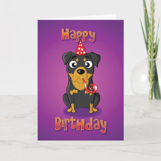 Cartão rottweiler - hat&whistle - happy birthday (Frente)