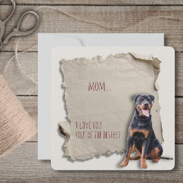 Cartão Rottweiler Mãe Rasgada Dia de as mães de Papel