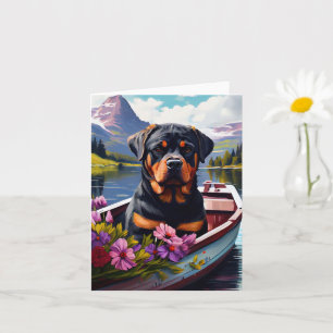 Cartão Rottweiler num Caiaque: Uma Aventura Cênica