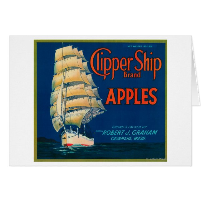 Cartão Rótulo da Maçã de Embarcação de Clipper (verde) -  (Frente Horizontal)