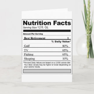 Cartão Rótulo de Nutrição Engraçada de Reforma