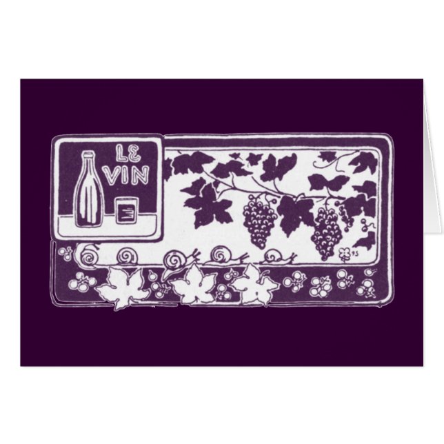 Cartão Rótulo de Vinho Francês Antigo | Vinhedo Rústico (Frente Horizontal)