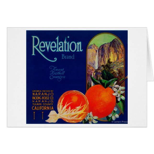 Cartão Rótulo Laranja RevelaçãoNaranjo, CA (Frente Horizontal)