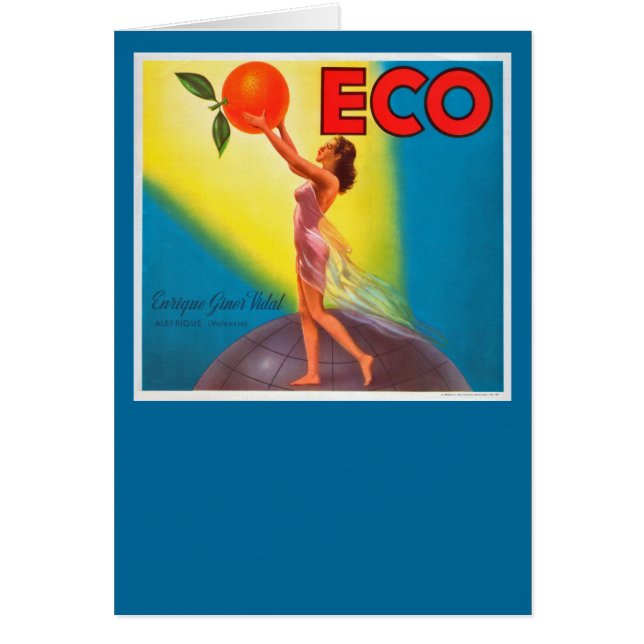 Cartão Rótulo Laranja Vintage Eco (Frente)