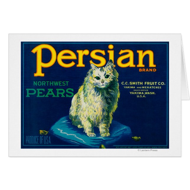 Cartão Rótulo Persa de Crato Yakima, WA (Frente Horizontal)