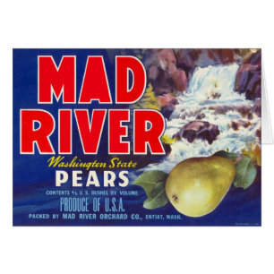 Cartão Rótulos de Caixas de Frutas Antigas Mad River Pear