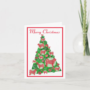Cartão Rouco Siberian Dog Silhouette ChristmasTree Whare