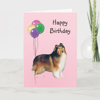Cartão Rough Collie, Balões de Aniversário