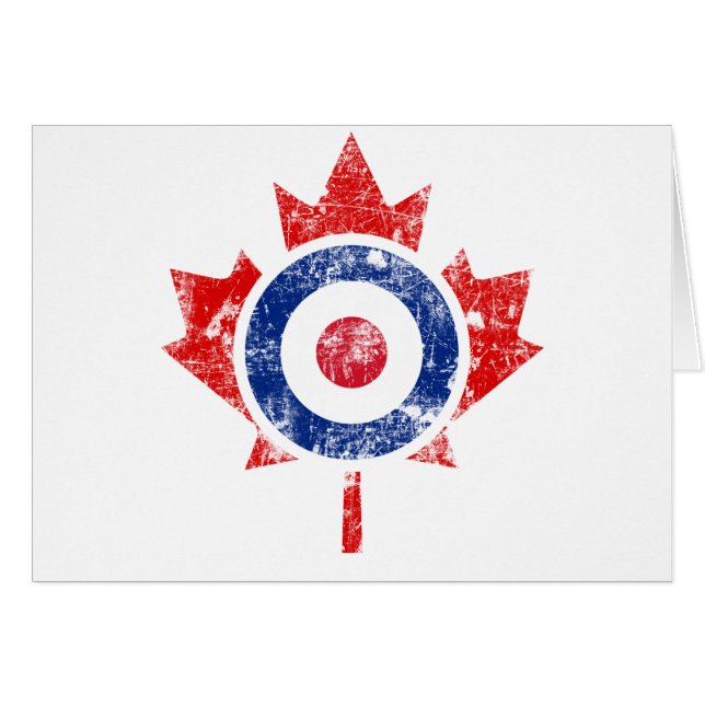 Cartão Roundel Canada Curling Hockey Target Grunge (Frente Horizontal)
