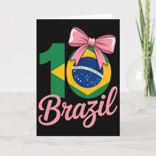 Cartão Roupa de aniversário de 10 anos do Brasil com laço