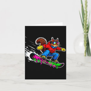 Cartão Roupa engraçada de esquilo de snowboard Montar ani