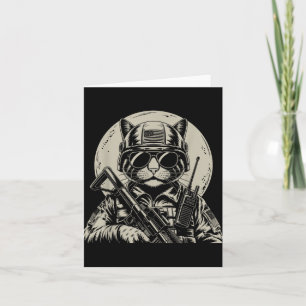 Cartão Roupa Tática de Gato Militar Soldado Veterano Engr