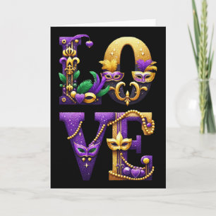 Cartão Roupas de cartas de amor de Mardi Gras Fantasia Ho