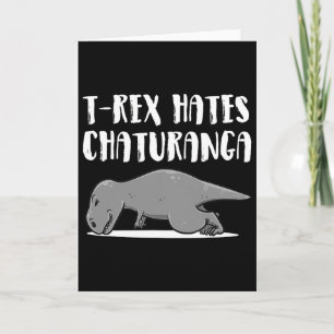 Cartão Roupas de Yoga de Dinossauro T-rex Engraçadas Pres
