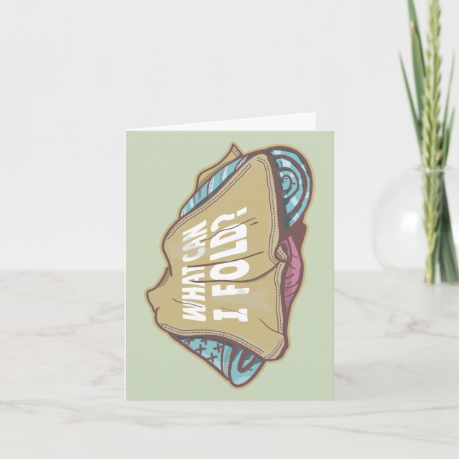 Cartão Roupas dobráveis, dia de lavanderia (Frente)