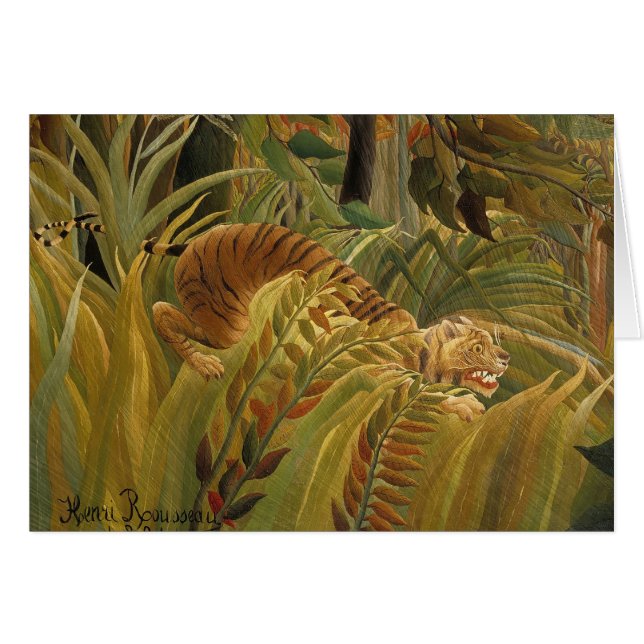 Cartão Rousseau Arte Tropical de Tigres (Frente Horizontal)