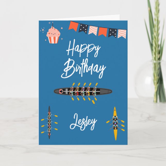 Cartão Rowing Birthday Cards Crew Sport Boat Rower Kayak (Frente)
