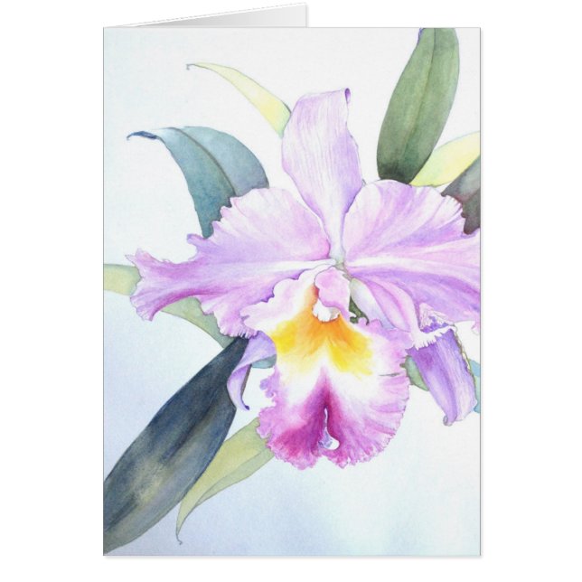 Cartão roxo da orquídea de Cattleya (5" X 7") (Frente)