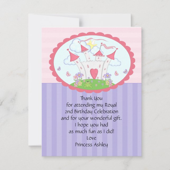 Cartão roxo da princesa Castelo Agradecimento Você (Frente)
