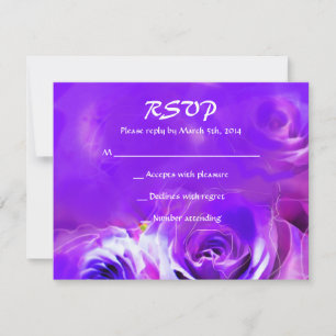 Cartão ROXO de Mitzvah RSVP do bastão dos ROSAS