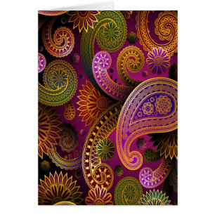 Cartão Roxo de Paisley