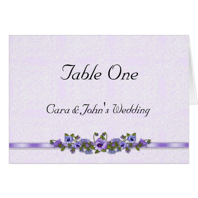 Cartão roxo do assento da mesa do amor perfeito (Frente horizontal)