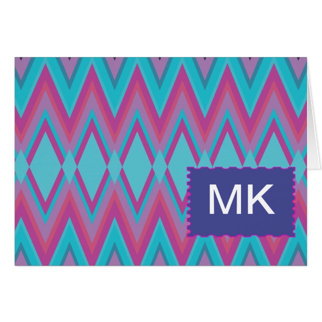 Cartão Roxo e Aqua Tribal (Frente Horizontal)