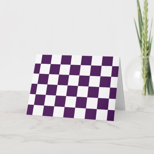 Cartão Roxo e branco Checkered (Frente)