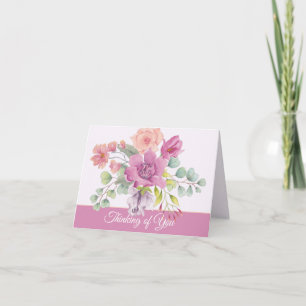 Cartão Roxo e rosa água-forte floral personalizável não