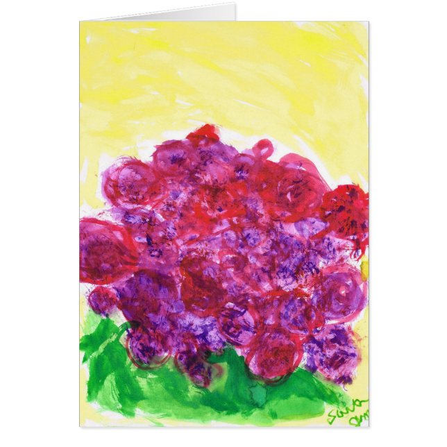 Cartão Roxo e rosas vermelhas (Frente)