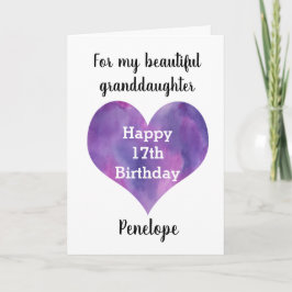 Cartão Roxo Heart 17th Birthday GrandFilha