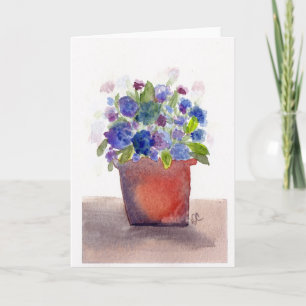 Cartão Roxo Hydrangea Watercolor Floral