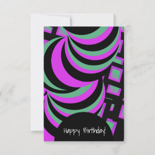 Cartão Roxo Verde Hipnótico Feliz Aniversário Qualquer Oc