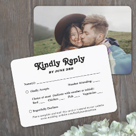 Cartão RSVP 1 Foto Opções de Refeição de Fotos Casamento com T