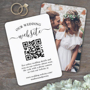 Cartão RSVP 1 Site de Casamento com Código QR Elegante Enclaus